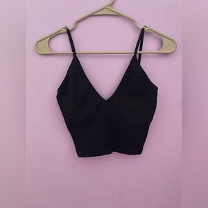 Black Tank Top Crop Top V Neck